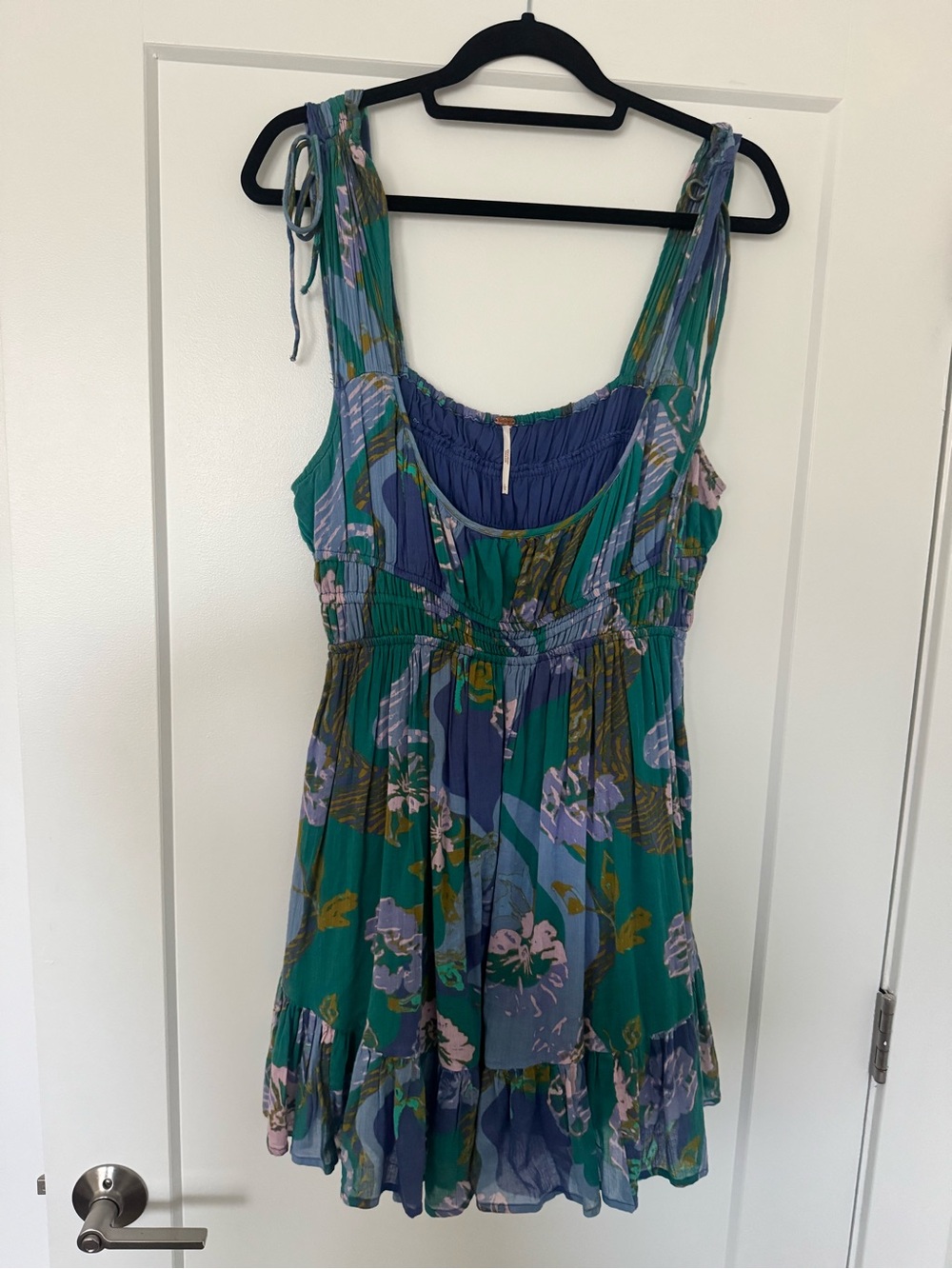 Women’s Green & Blue Floral Tie-Shoulder Sundress